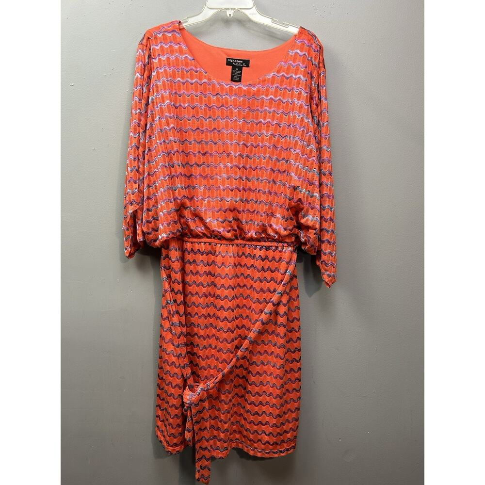 Signature By Robbie Bee Dress Womens Plus size 3X Colorful Belted Pullover
